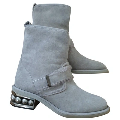 Pre-owned Nicholas Kirkwood Leather Ankle Boots In Grey