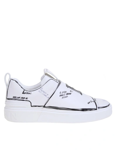 Shop Balmain B Court Sneakers In White And Black Leather In White/black