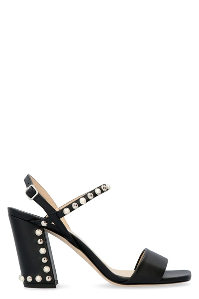 Shop Jimmy Choo Aadra 85 Leather Sandals In Black