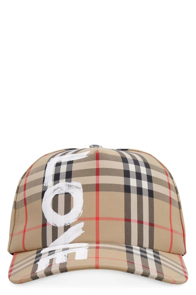 Shop Burberry Printed Baseball Cap In Beige