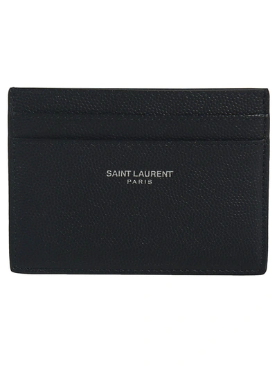Shop Saint Laurent Regular Logo Card Holder In Black