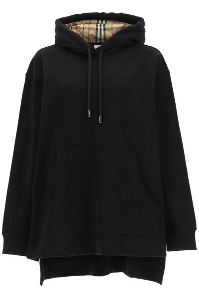 Shop Burberry Aurore Asymmetric Oversized Sweatshirt In Black (black)