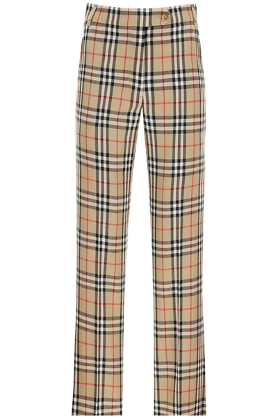 Shop Burberry Fleur Vintage Check Trousers In Archive Beige (beige)