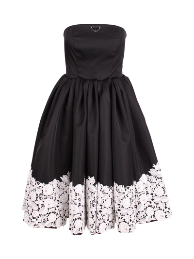 Shop Prada Polyamide Dress In Black White