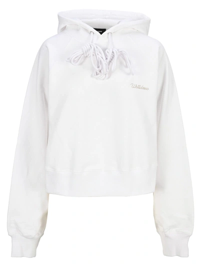 Shop We11 Done Logo-embroidered Cropped Hoodie In White