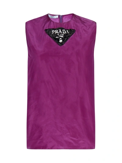 Shop Prada Top In Ciclamino Nero