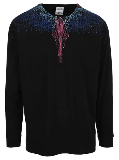 Shop Marcelo Burlon County Of Milan Wing Long Sleeves T-shirt In Black Blu
