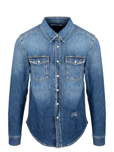 Shop Givenchy Adresse Denim Shirt In Blue