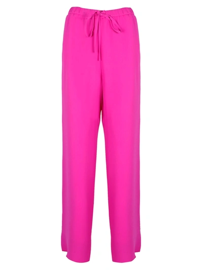 Shop Valentino Silk Trousers In Pink & Purple