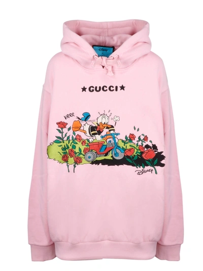 Shop Gucci Donald Duck Disney X Hoodie In Pink & Purple
