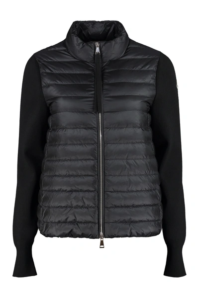 Shop Moncler Knitted Sleeves Padded Jacket In Black