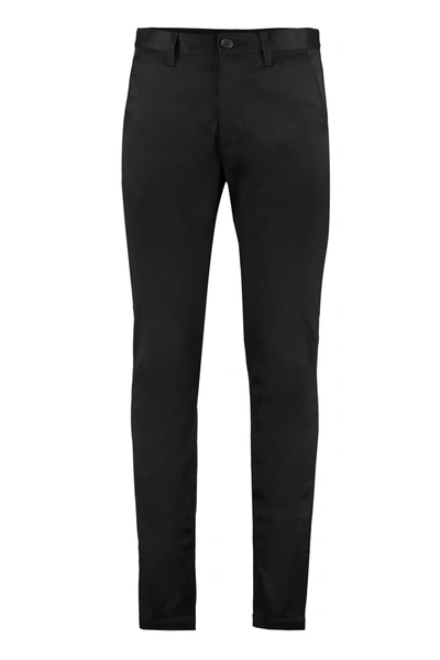 Shop Saint Laurent Stretch Cotton Trousers In Black