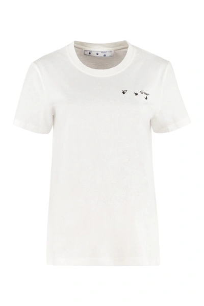 Shop Off-white Cotton Crew-neck T-shirt In White