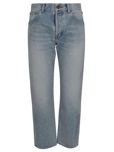 Shop Saint Laurent Classic Cropped Jeans In Blue