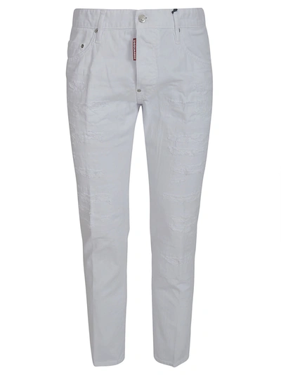 Shop Dsquared2 Rear Logo Patched Jeans In White