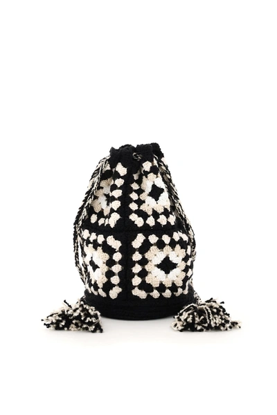 Shop Alanui Granny Square Crochet Mini Bag In Embassy Bl (white)
