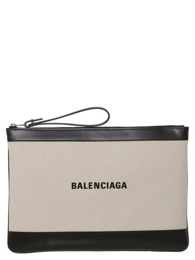 Shop Balenciaga Navy Bag In Beige