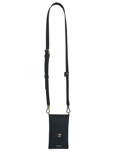 Shop Tom Ford Snap Buttoned Phone Shoulder Bag In Black