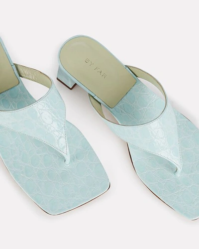 Shop By Far Shawn Croc-embossed Thong Sandals In Light Blue
