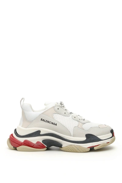 Shop Balenciaga Triple S Sneakers In White White Red