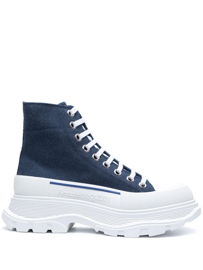Shop Alexander Mcqueen Tread Slick Sneaker Boots In Blue