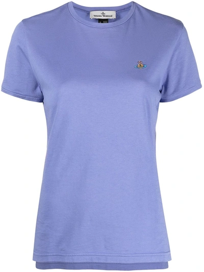 Shop Vivienne Westwood Logo-embroidered Organic Cotton T-shirt In Purple