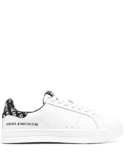 Shop Versace Jeans Couture Logo Counter Leather Sneakers In White