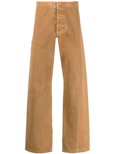 Pre-owned Maison Margiela 2000s Concealed Fastening Straight Leg Trousers In Brown