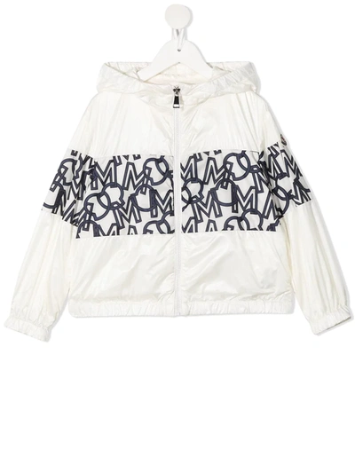 Shop Moncler Monogrammed Hooded Jacket In White
