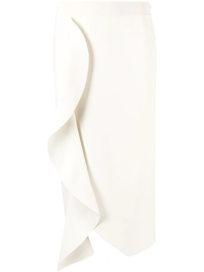 Shop Alexander Mcqueen Draped High-waisted Pencil Skirt In White