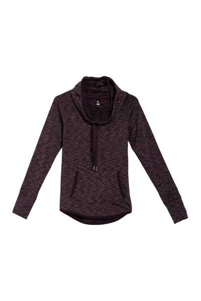 Shop 90 Degree By Reflex Cold Gear Hooded Heathered Sweatshirt In Fig Sugar Space Dye