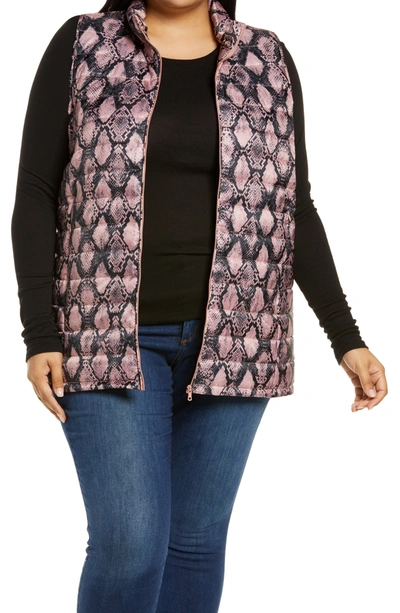 Shop Bobeau Quilted Puffer Vest In Withered Rose Snake