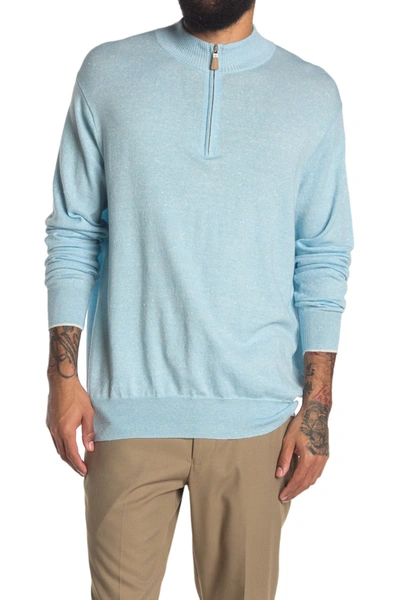 Shop Peter Millar Crown Quarter Zip Pullover Sweater In Tropical Blue