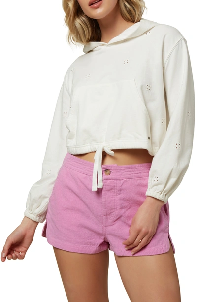 Shop O'neill Rafael Eyelet Crop Hoodie In White