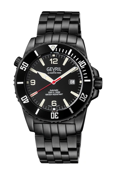 Shop Gevril Canal Street Swiss Automatic Black Dial Ip Black Bracelet Watch, 45mm