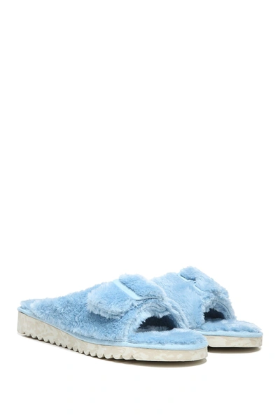 Shop Dr. Scholl's Staycay Og Faux Fur Buckle Slide Sandal In Dream Blue