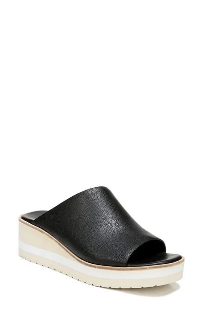 Shop Vince Sarria Leather Wedge Sandal In Black Leather