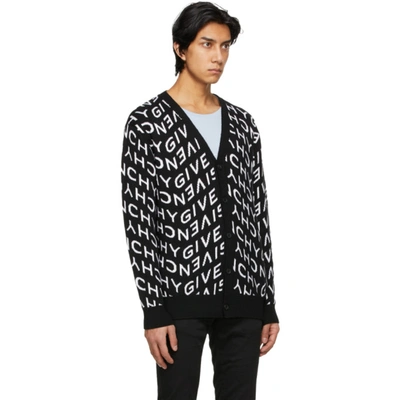 Shop Givenchy Black & White Refracted Logo Cardigan In 004 Black/w