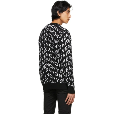 Shop Givenchy Black & White Refracted Logo Cardigan In 004 Black/w