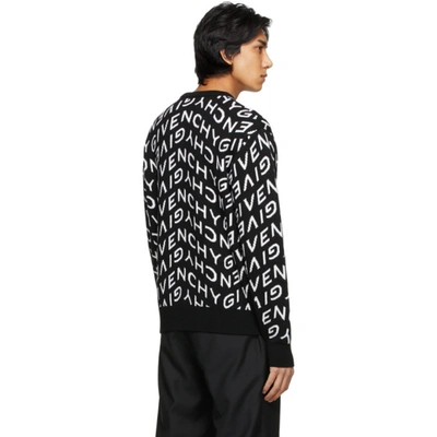Shop Givenchy Black & White Knit Allover Refracted Logo Sweater In 004 Black/w