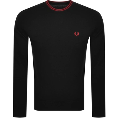 Shop Fred Perry Crew Neck Knit Jumper Black