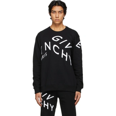 Shop Givenchy Black Refracted Logo Sweatshirt In 004 Black/w