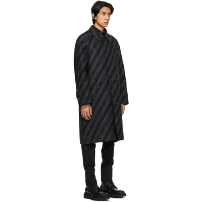 Shop Givenchy Reversible Black & Grey Wool Chain Coat In 002 Black/g