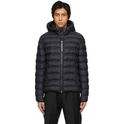 Shop Givenchy Black Band Logo Puffer Jacket In 001 Black