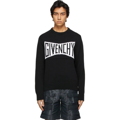 Shop Givenchy Black Knit Logo Sweater In 004 Black/w