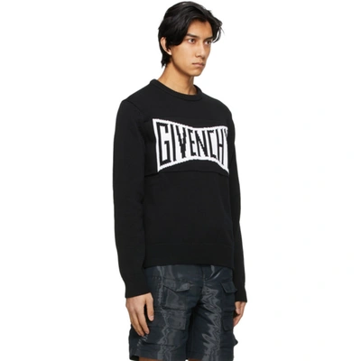 Shop Givenchy Black Knit Logo Sweater In 004 Black/w