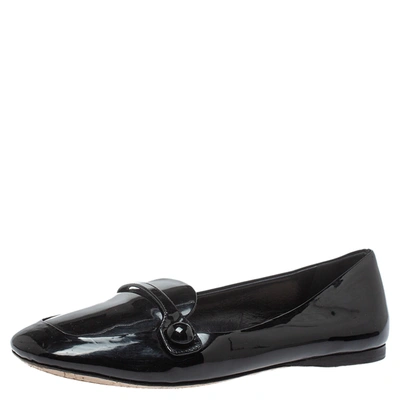 Pre-owned Miu Miu Black Patent Leather Slip On Flats Size 36