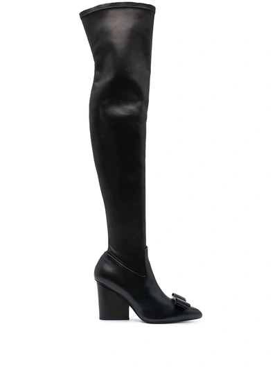 Shop Ferragamo Verity Knee-high Boots In Black