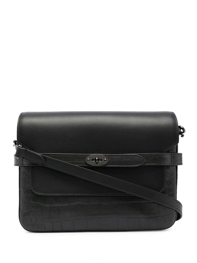 Shop Mulberry Bayswater Satchel Bag In Black