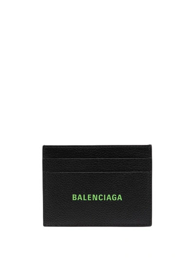 Shop Balenciaga Logo-print Cardholder In Black
